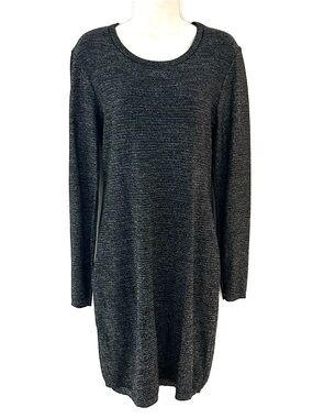 Express Dark Charcoal and Silver Long Sleeve Shift Dress